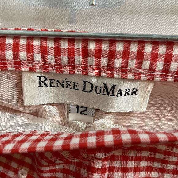 Renee Dumarr Womens Red Gingham Plaid Ankle Pants Size L Old Money Summer Preppy - Picture 6 of 12